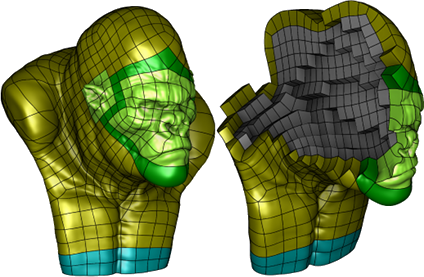 Fitting Polynomial Volumes to Surface Meshes with Voronoi Squared Distance Minimization